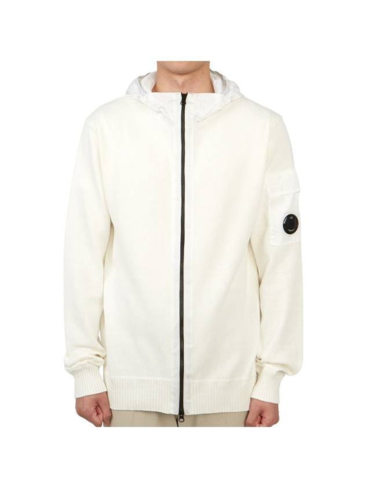 Men's Cotton Mixed Zip-Up Hoodie White - CP COMPANY - BALAAN 1