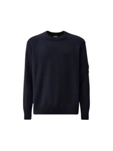 Lambswool GRS Crew Neck Knit Top Navy - CP COMPANY - BALAAN 1