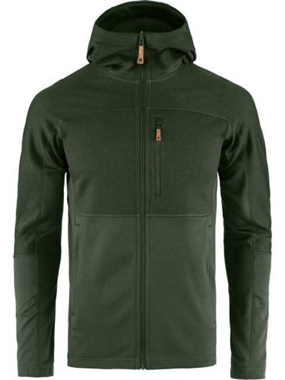 Men's Abisko Trail Fleece Zip-Up Hoodie Green Deep Forest - FJALL RAVEN - BALAAN 2