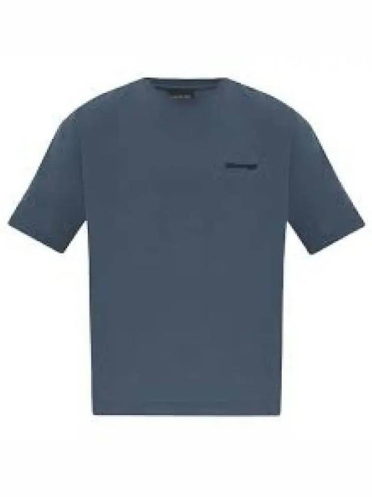 Men's Embroidered Logo Jersey Short Sleeve T-Shirt Wash Blue - BALENCIAGA - BALAAN 2