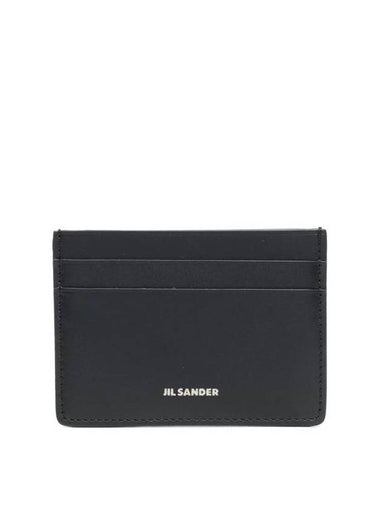 Logo Print Leather Card Wallet Black - JIL SANDER - BALAAN 1