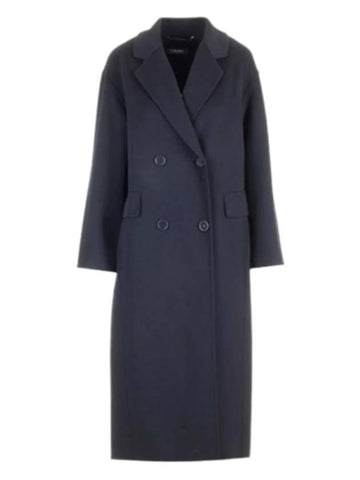 Favola Virgin Wool Double Coat Blue Navy - S MAX MARA - BALAAN 1