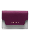 Saffiano Color Block Tri-Fold Half Wallet Purple - MARNI - BALAAN 2