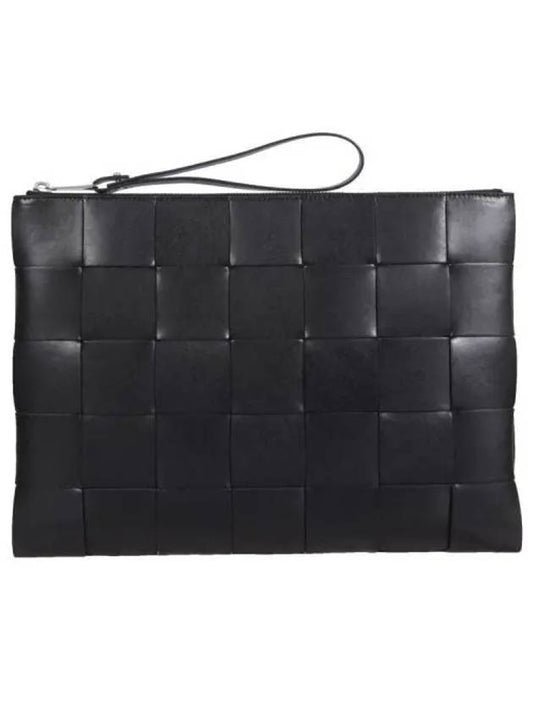 Intrecciato Weaving Strap Clutch Bag Black - BOTTEGA VENETA - BALAAN 2