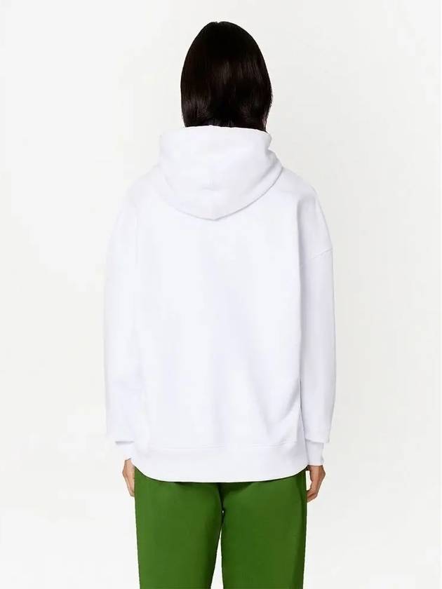 Paris France Oversized Organic Cotton Fleece Hoodie White - AMI - BALAAN 6