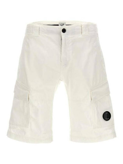 Stretch Satin Cargo Shorts White - CP COMPANY - BALAAN 2