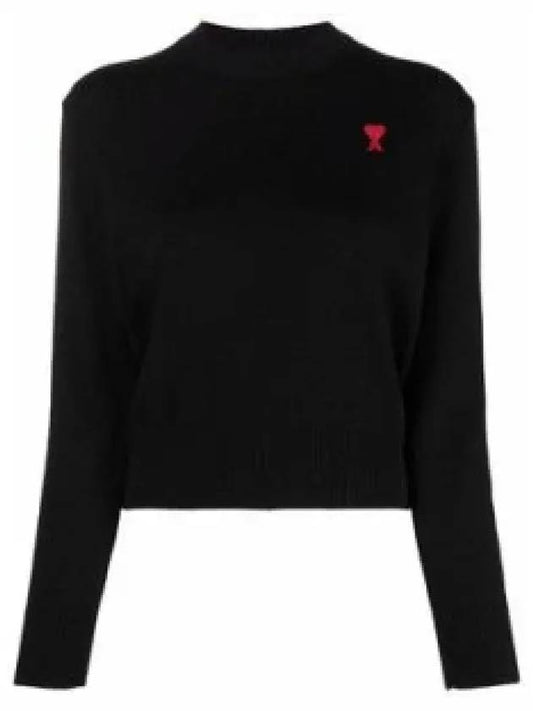 heart logo knit top black - AMI - BALAAN 2