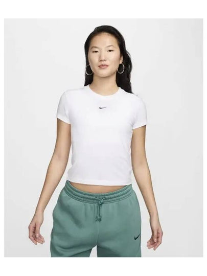 Sportswear Chill Knit Crop T Shirt W White Black FV5509 100 - NIKE - BALAAN 2