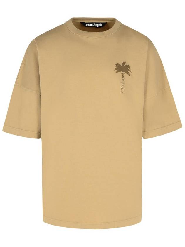 Palm Angels Beige Cotton T-Shirt - PALM ANGELS - BALAAN 1