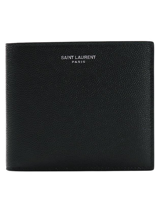 Logo East West Half Wallet Black - SAINT LAURENT - BALAAN 2