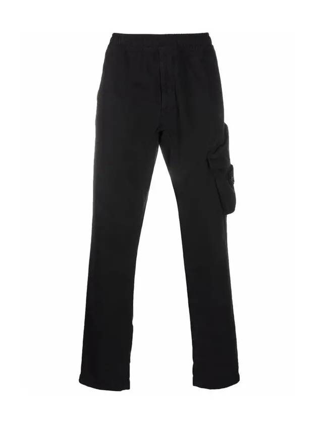 Brushed Textured Recycled Cotton Cargo Pants Black - STONE ISLAND - BALAAN 3