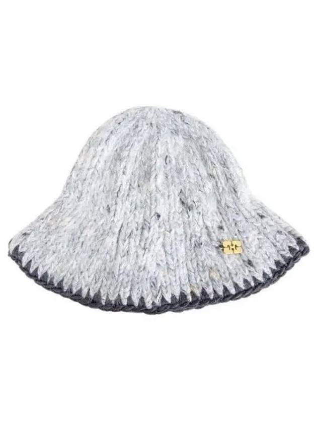 Mald hand knit gray melange bucket hat 271870 - GANNI - BALAAN 1