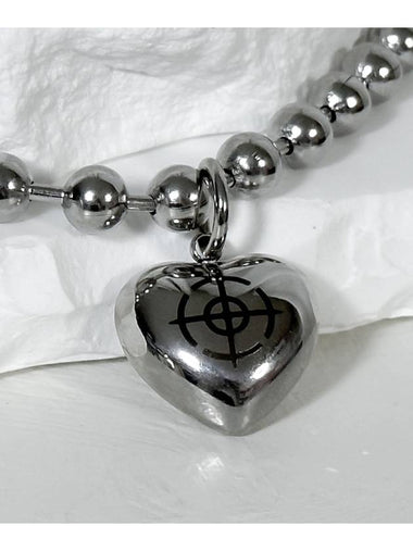 SS Mark Heart Chain Necklace - BLESSED BULLET - BALAAN 1