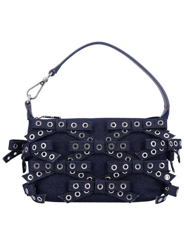 Denim small bow eyelet butterfly pouch bag - GANNI - BALAAN 1