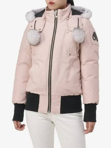 Original Debbie Bomber Jacket Grey Shirring Dusty Rose - MOOSE KNUCKLES - BALAAN 1