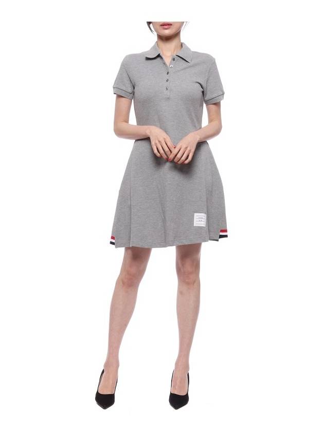 Women's Logo Patch Tennis Flare Short Dress Grey - THOM BROWNE - BALAAN 4