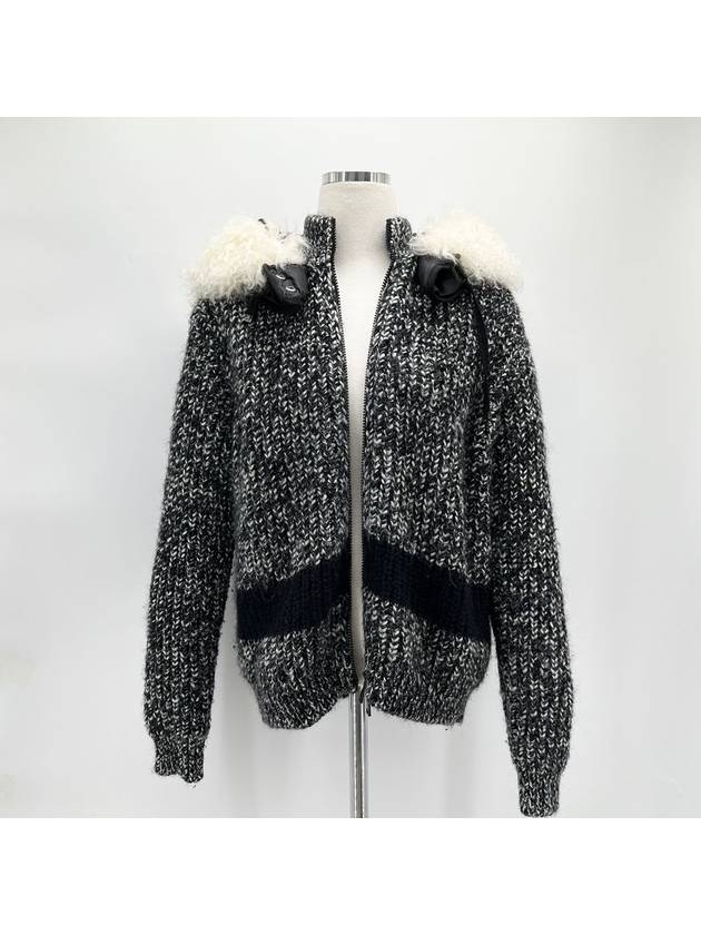 Mohair fur knit zip up jacket - MONCLER - BALAAN 3