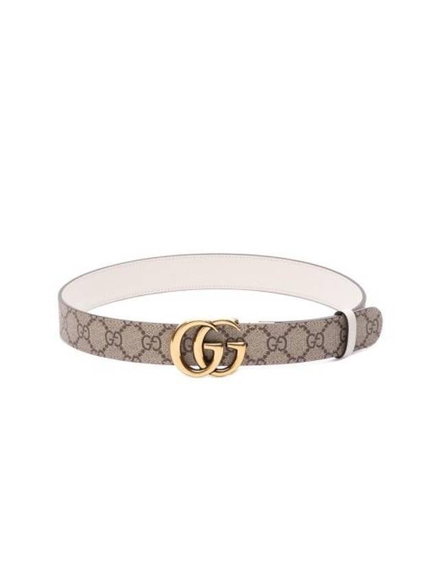 GG Marmont Supreme Canvas Leather Reversible Belt White - GUCCI - BALAAN 2