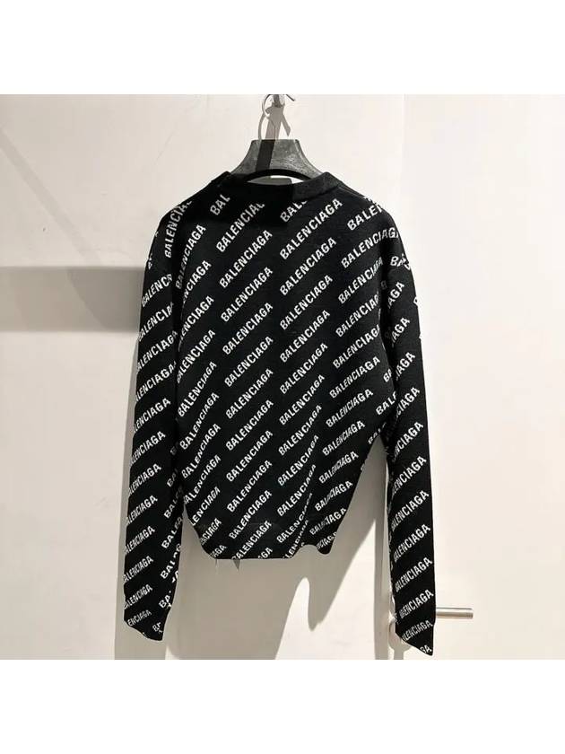 All-Over Mini Logo Wool Knit Top Black - BALENCIAGA - BALAAN 4