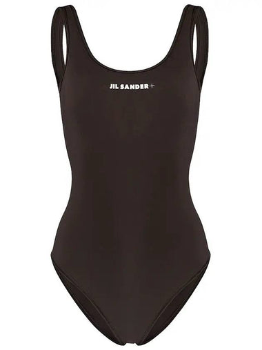 Women's Logo Backless One-Piece Swimsuit Brown - JIL SANDER - BALAAN 1