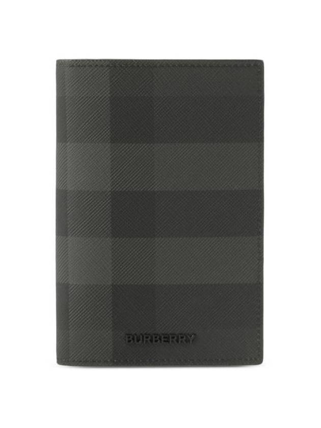 Check Pattern Leather Card Wallet Grey - BURBERRY - BALAAN 1