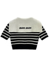 Cashmere Knit Stripe Motif Cardigan Black Tan - MIU MIU - BALAAN 3