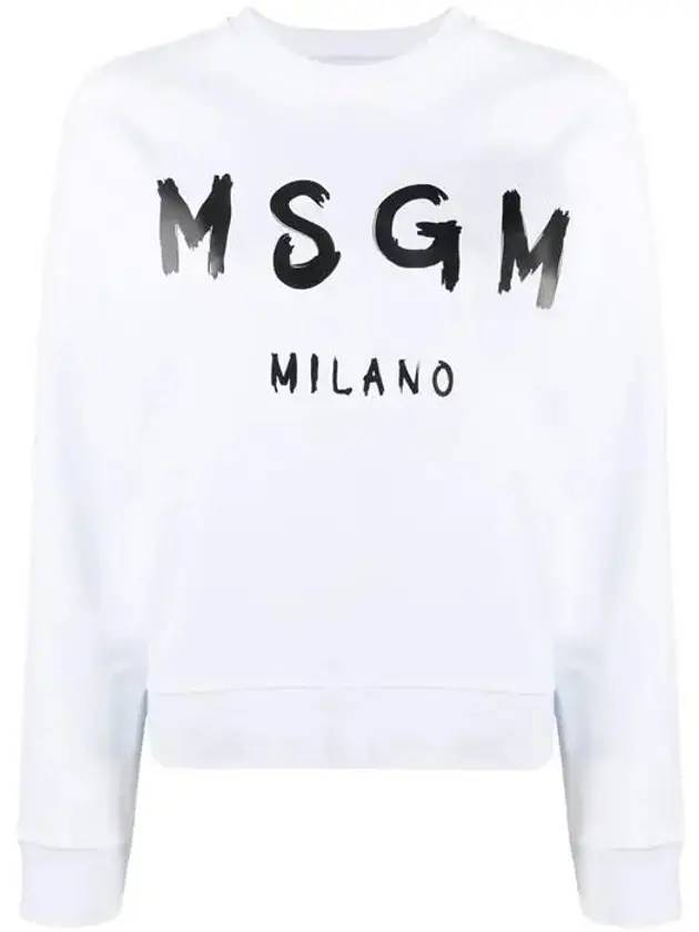 Milano Brushed Logo Print Sweatshirt White - MSGM - BALAAN 1