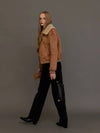 Cropped Suede Shearling Jacket Brown - LESEIZIEME - BALAAN 7