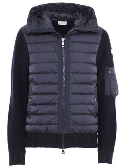 Padded Wool Hooded Jacket Navy - MONCLER - BALAAN 2