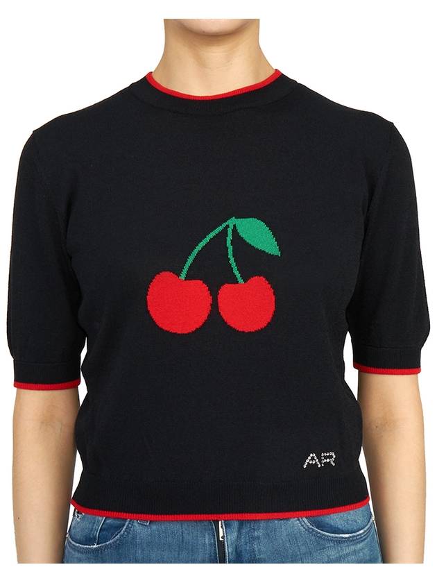 Cherry Short Sleeve Knit Top Black - ALESSANDRA RICH - BALAAN 2