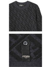 Men's Regular Fit Crew Neck Wool Knit Top Black Grey - FENDI - BALAAN 7