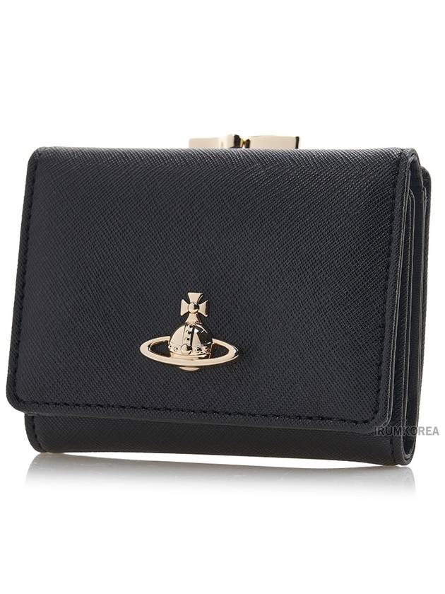 ORB Plaque Small Frame Half Wallet Black - VIVIENNE WESTWOOD - BALAAN 3