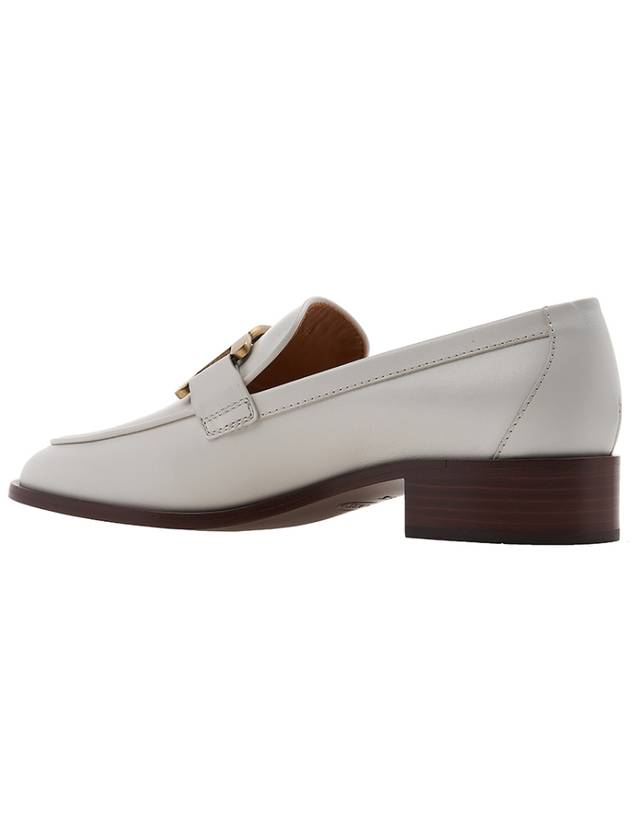 Women's Gold Logo Chain Leather Loafers White - TOD'S - BALAAN 4