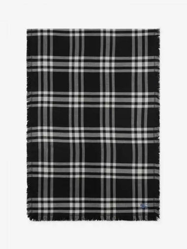 Reversible Check Wool Silk Twilly Scarf Muffler Black 314668 - BURBERRY - BALAAN 1