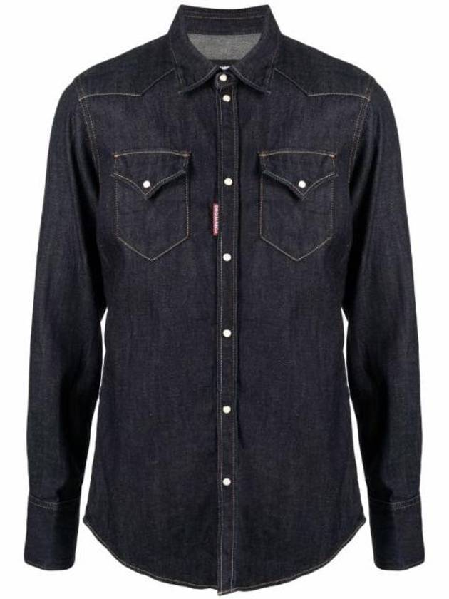 Dark Washing Denim Shirt S74DM0636S30825 - DSQUARED2 - BALAAN 1