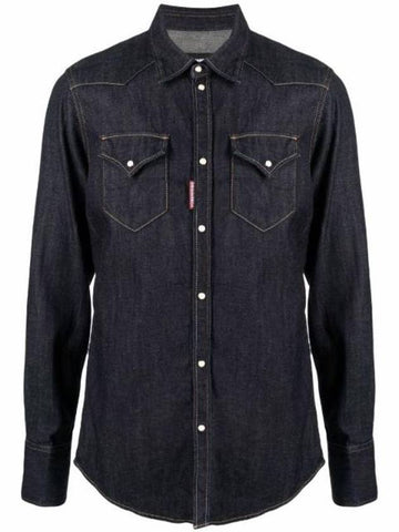 Dark Washing Denim Shirt S74DM0636S30825 - DSQUARED2 - BALAAN 1