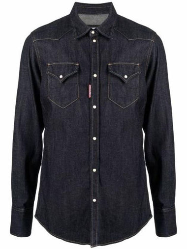 Dark Washing Denim Shirt S74DM0636S30825 - DSQUARED2 - BALAAN 1