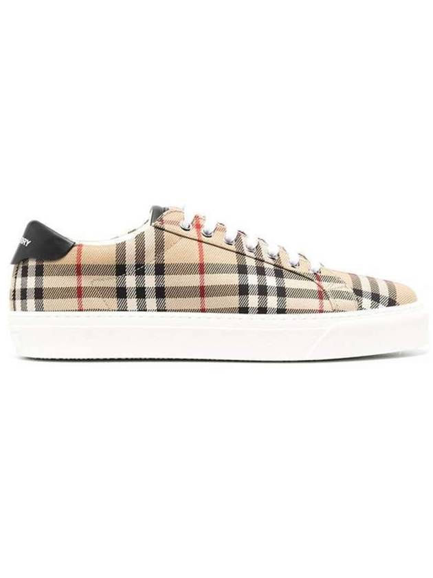 Men's Vintage Check Leather Low Top Sneakers Archive Beige - BURBERRY - BALAAN 2