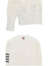 Milano Stitch 4 Bar Classic V Neck Fine Merino Wool Cardigan White - THOM BROWNE - BALAAN 4