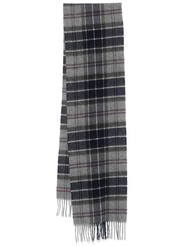 Wool Cashmere Tartan Check Muffler Black Slate - BARBOUR - BALAAN 1