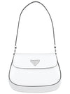 Cleo Brushed Leather Flap Shoulder Bag White - PRADA - 1