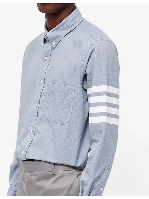 Men's Diagonal Solid Flannel Long Sleeve Shirt Light Blue - THOM BROWNE - BALAAN 5