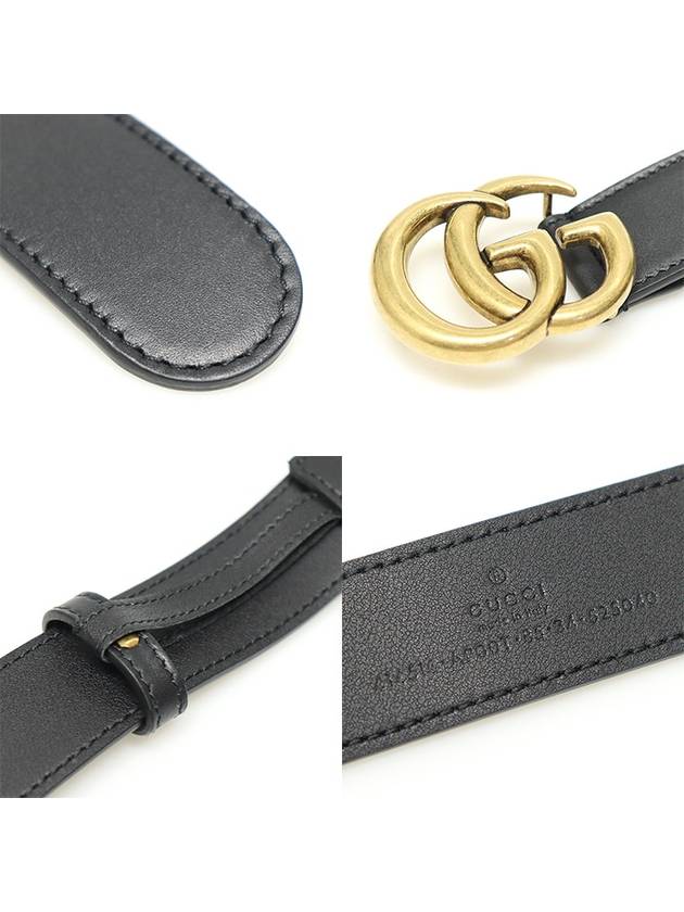 Black leather gold plated double G buckle GG Marmont men s belt 85 414516 - GUCCI - BALAAN 7