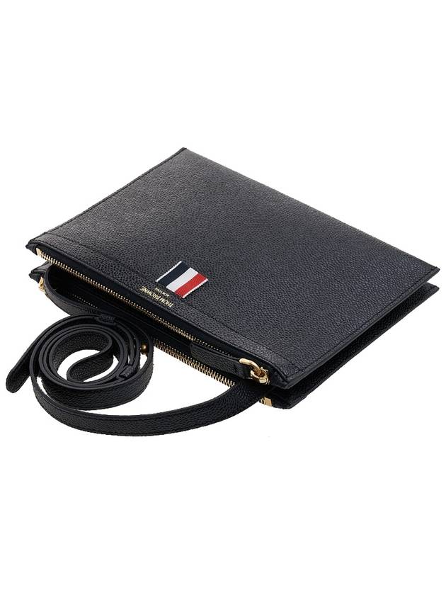 Logo 4 Bar Leather Clutch Bag Black - THOM BROWNE - BALAAN 5