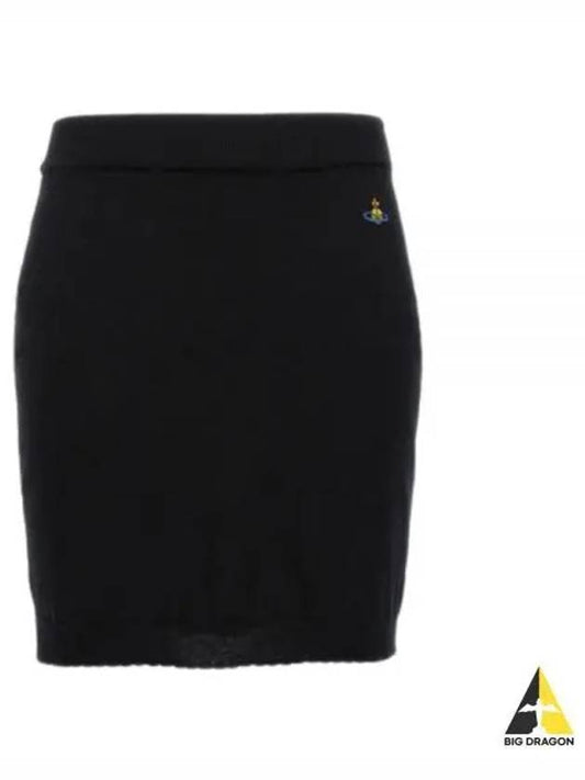 Bea Logo Knit Mini H-Line Skirt Black - VIVIENNE WESTWOOD - BALAAN 2