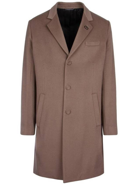 Logo Classic Cashmere Single Coat Brown - DIOR - BALAAN.