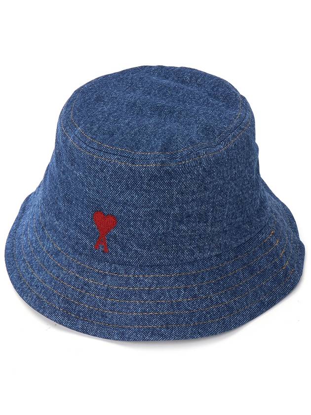 De Coeur Embroidered Denim Bucket Hat Blue - AMI - BALAAN 2