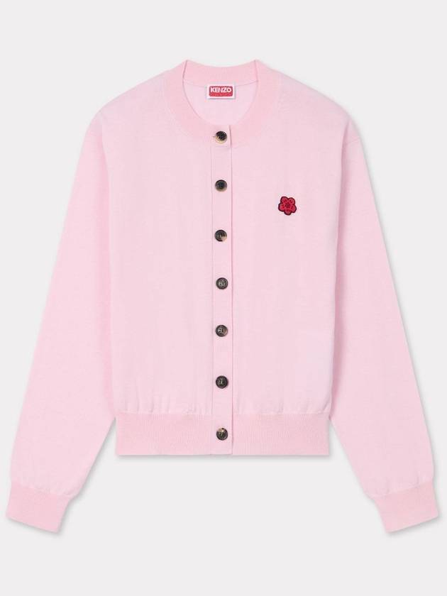 Boke Flower Embroidery Crew Neck Wool Cardigan Pink - KENZO - BALAAN 2