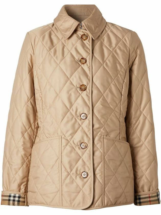 Diamond Quilted Thermoregulated Jacket New Chino Beige - BURBERRY - BALAAN 1