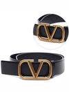 V Logo 40MM Leather Belt Black - VALENTINO - BALAAN 3